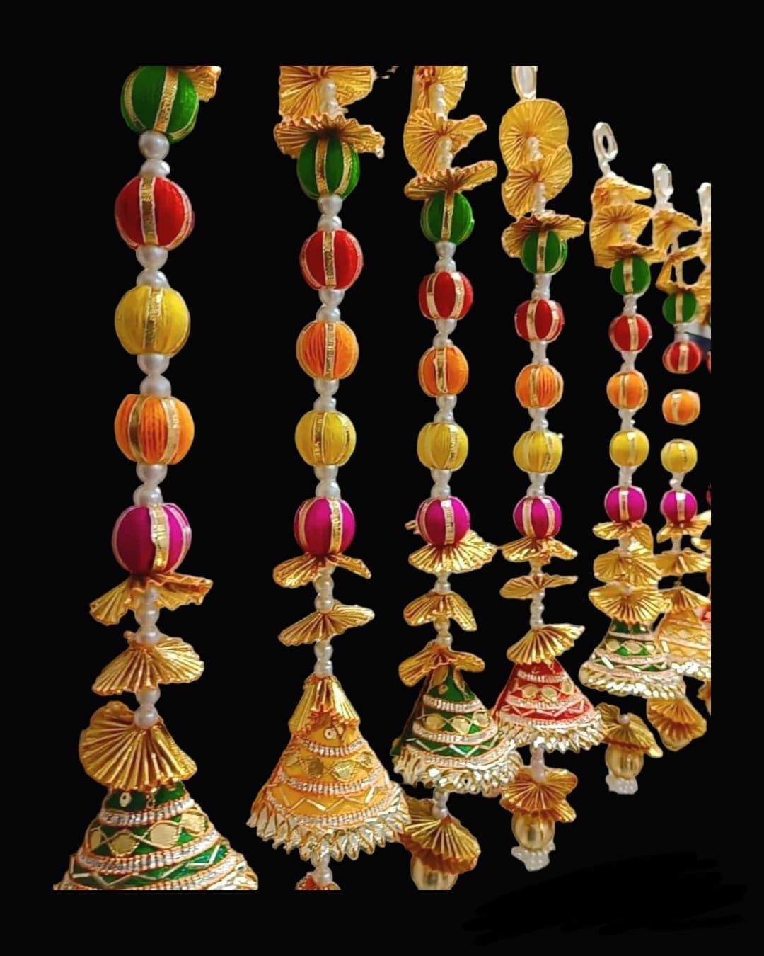 Decorative Door Hangings, 5-Line Gota Patti Latkan, Traditional Wedding Backdrop, Multicolour