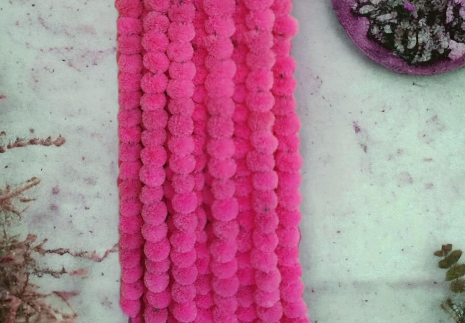 Pack of 10 Artificial Marigold Flowers for Decoration Long Marigold Garlands for Decoration Toran Indian genda phool for Wedding & Festival (4.7Feet/10 Strings) (Pink)