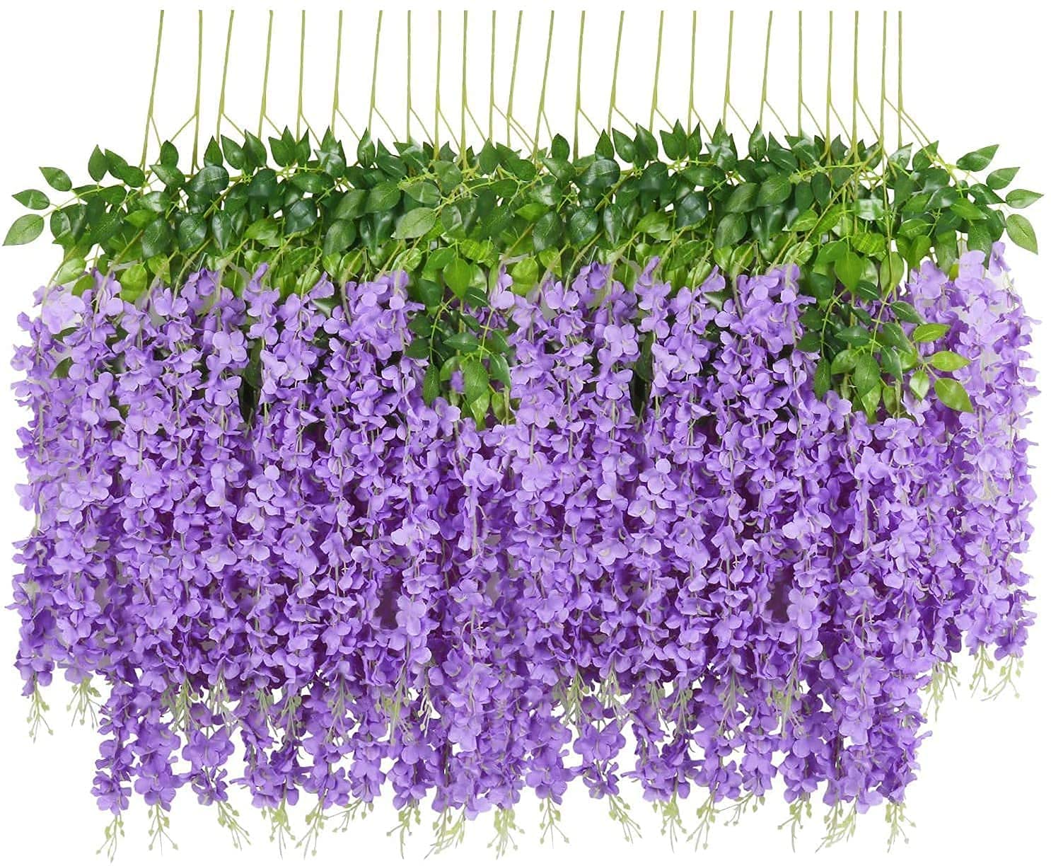 Polyester Artificial Hanging Flowers For Ceiling Balcony | Wisteria Vine | Home Party Decor Garden Outdoor Greenery Office Wall Decoration | Waterproof Washable- 3.7Ft/45 Inch