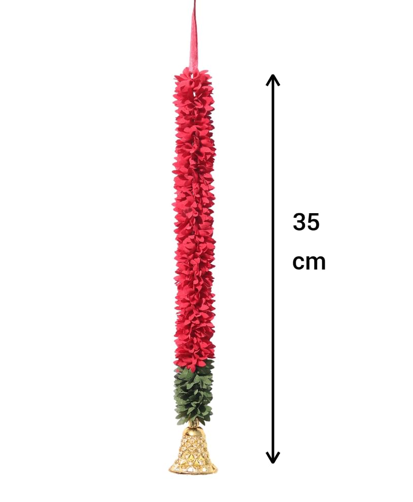 Handmade Ladi Artificial (Pack of 5) Fabric Flower Wiith Ribbon String Ladi Hanging for Decoration, Diwali, Marriages, Temple and Home or Offices LD - 44