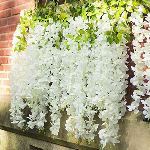 Polyester Artificial Hanging Flowers For Ceiling Balcony | Wisteria Vine | Home Party Decor Garden Outdoor Greenery Office Wall Decoration | Waterproof Washable- 3.7Ft/45 Inch