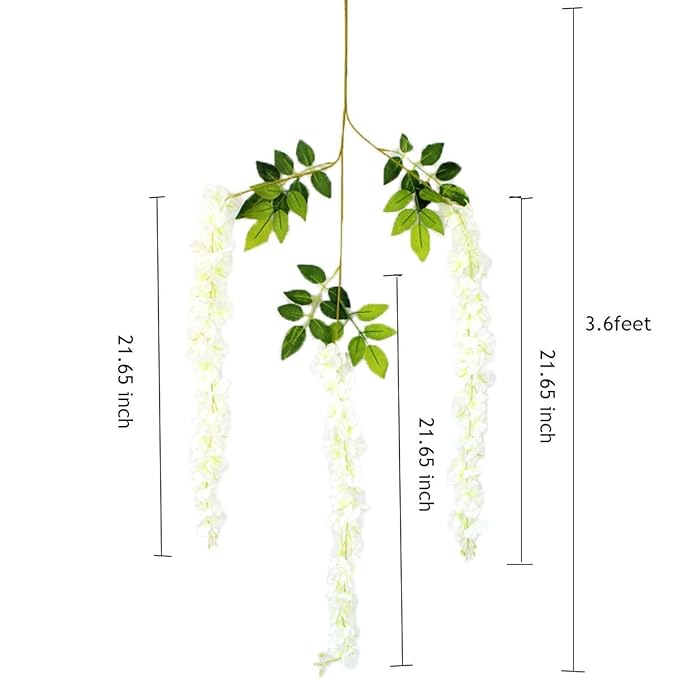 Polyester Artificial Hanging Flowers For Ceiling Balcony | Wisteria Vine | Home Party Decor Garden Outdoor Greenery Office Wall Decoration | Waterproof Washable- 3.7Ft/45 Inch