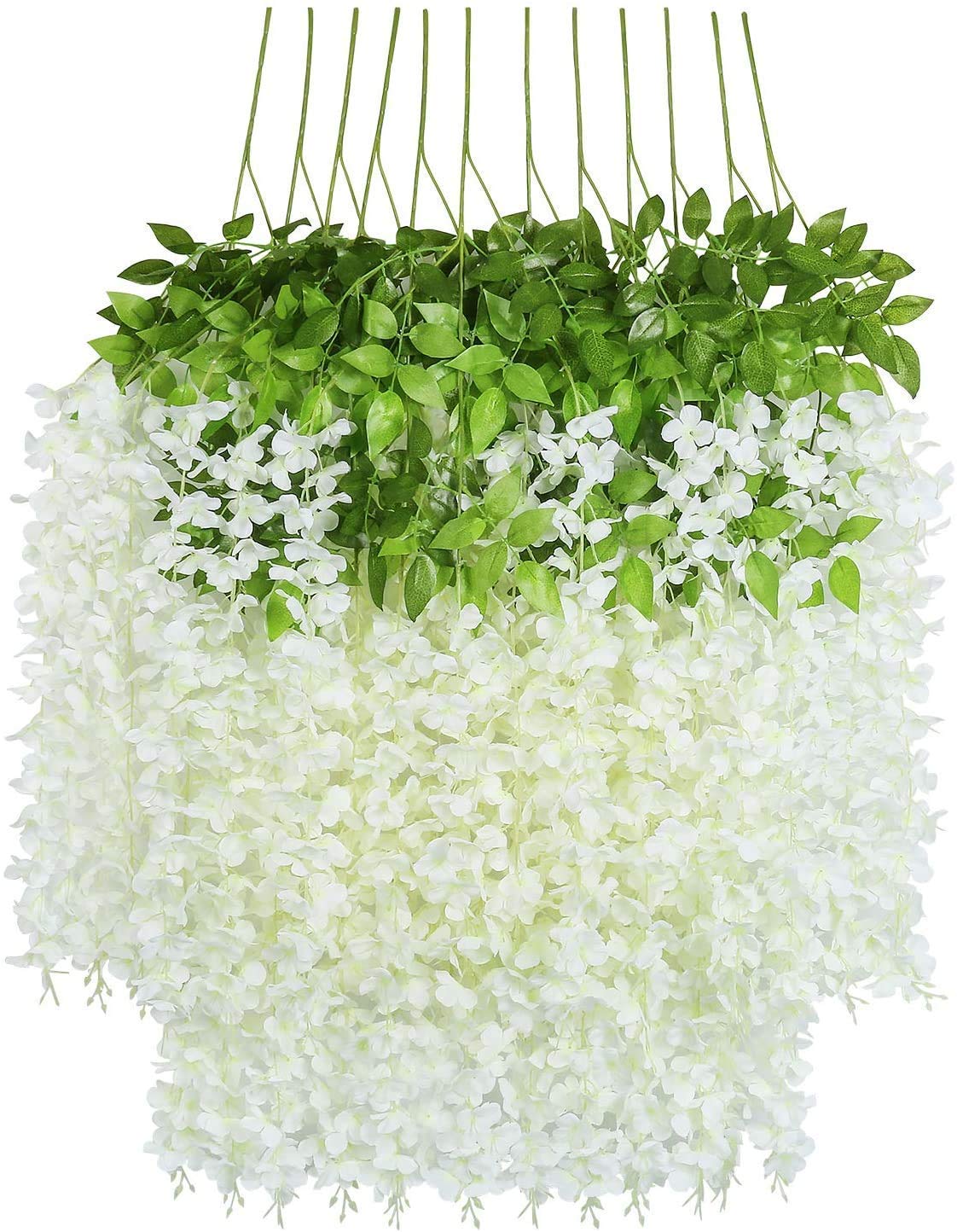 Polyester Artificial Hanging Flowers For Ceiling Balcony | Wisteria Vine | Home Party Decor Garden Outdoor Greenery Office Wall Decoration | Waterproof Washable- 3.7Ft/45 Inch